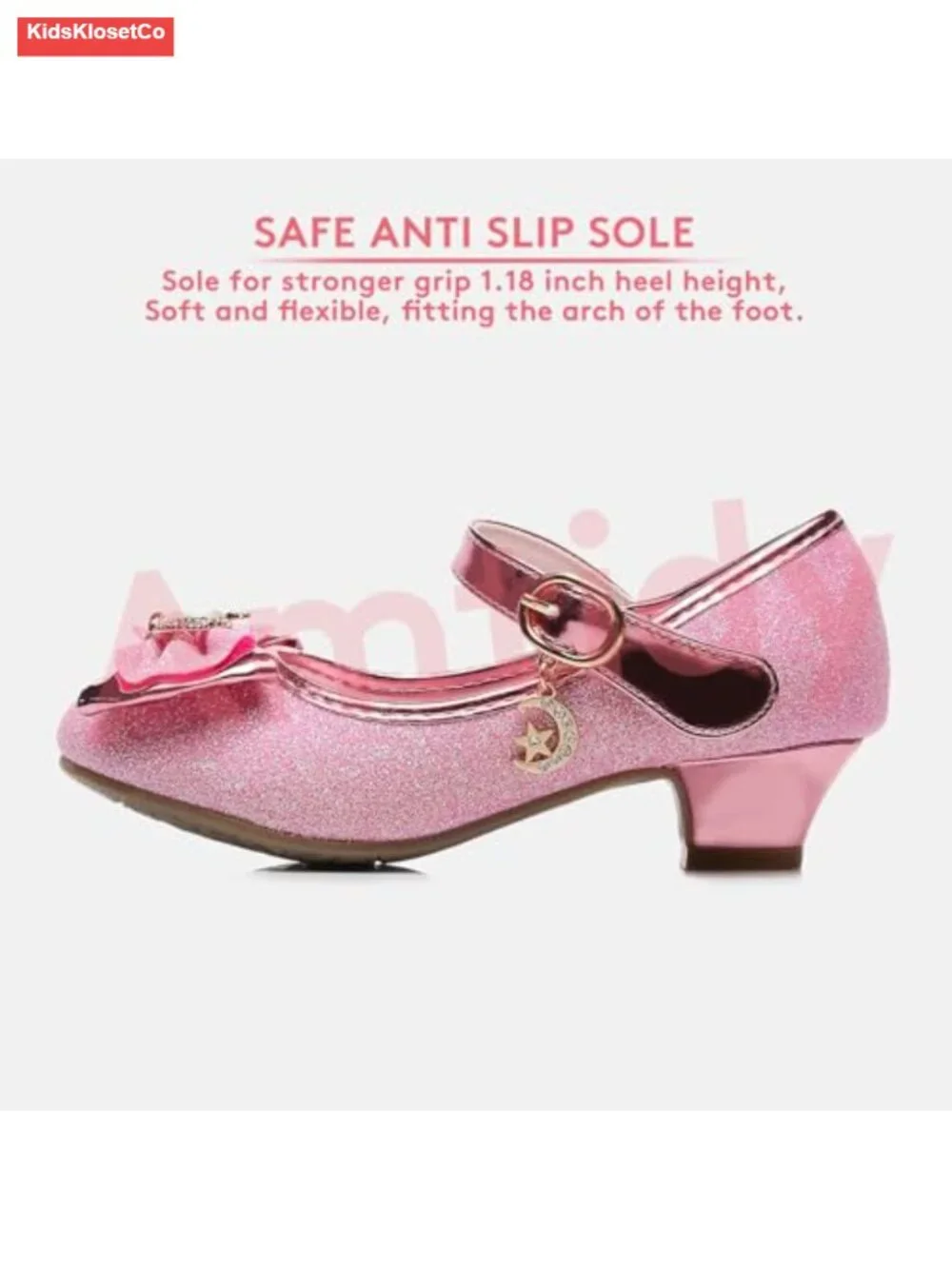 Girls Mary Jane Flats with Low Heel and Velcro Closure